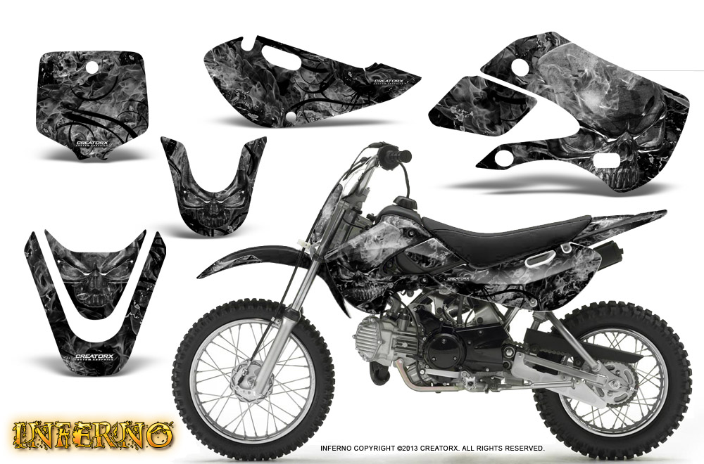 Kawasaki KLX110 KX65 Graphics Kit Inferno Silver